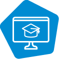 Icon of computer screen with a graduation hat on