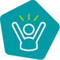 Icon of person cheering with arms up