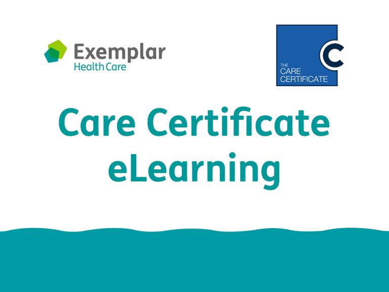 Picture with the Care Certificate logo and wording which says 'Care Certificate eLearning'
