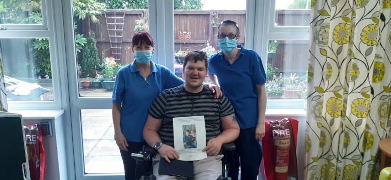 Picture of Adam, a resident at Greenside Court, who's completing a fundraising challenge for the NHS