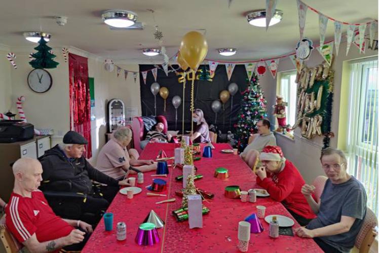 Service users at a New Year party