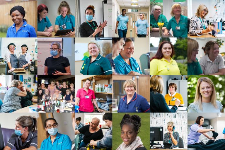 Photo collage of female colleagues at Exemplar Health Care