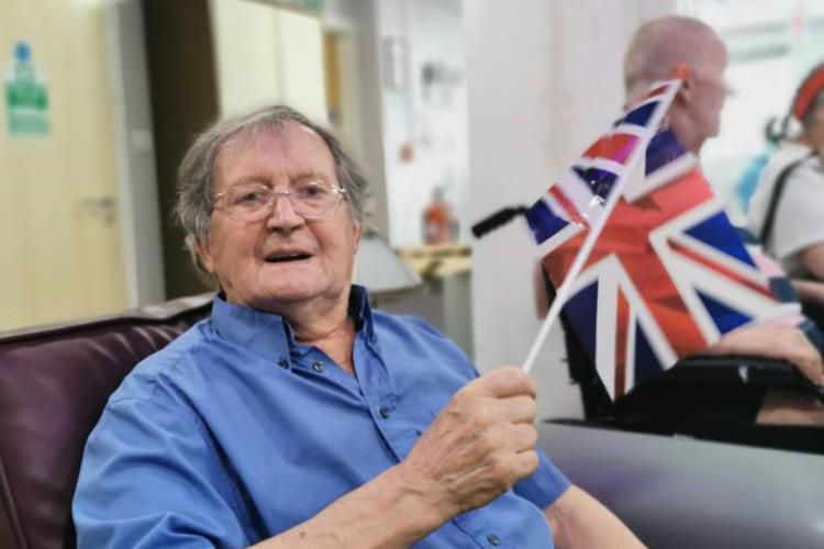 Male service user with Great Britain flag
